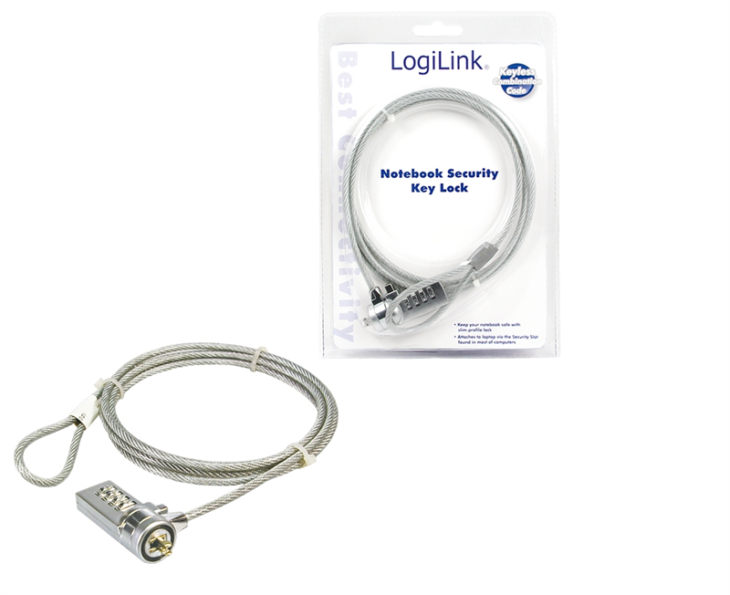 LogiLink NBS002 Sicherheitskabelschloss für Geräte mit Kensington-Slot (1,5 m)